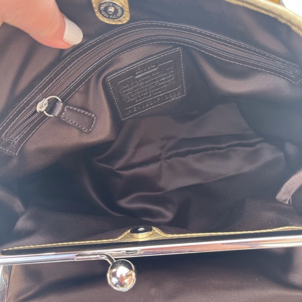 Coach SIgnature Handbag Purse Large "C" Satchel Tote Gold Tone Trim w/ Hangtag - Picture 10 of 14